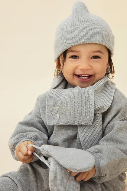 Baby Knitted Scarf, Grey Melange