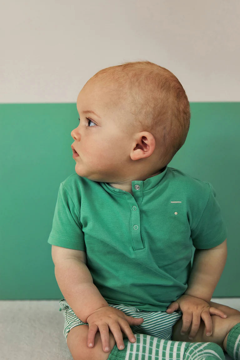 Baby S/S Henley Tee, Bright Green