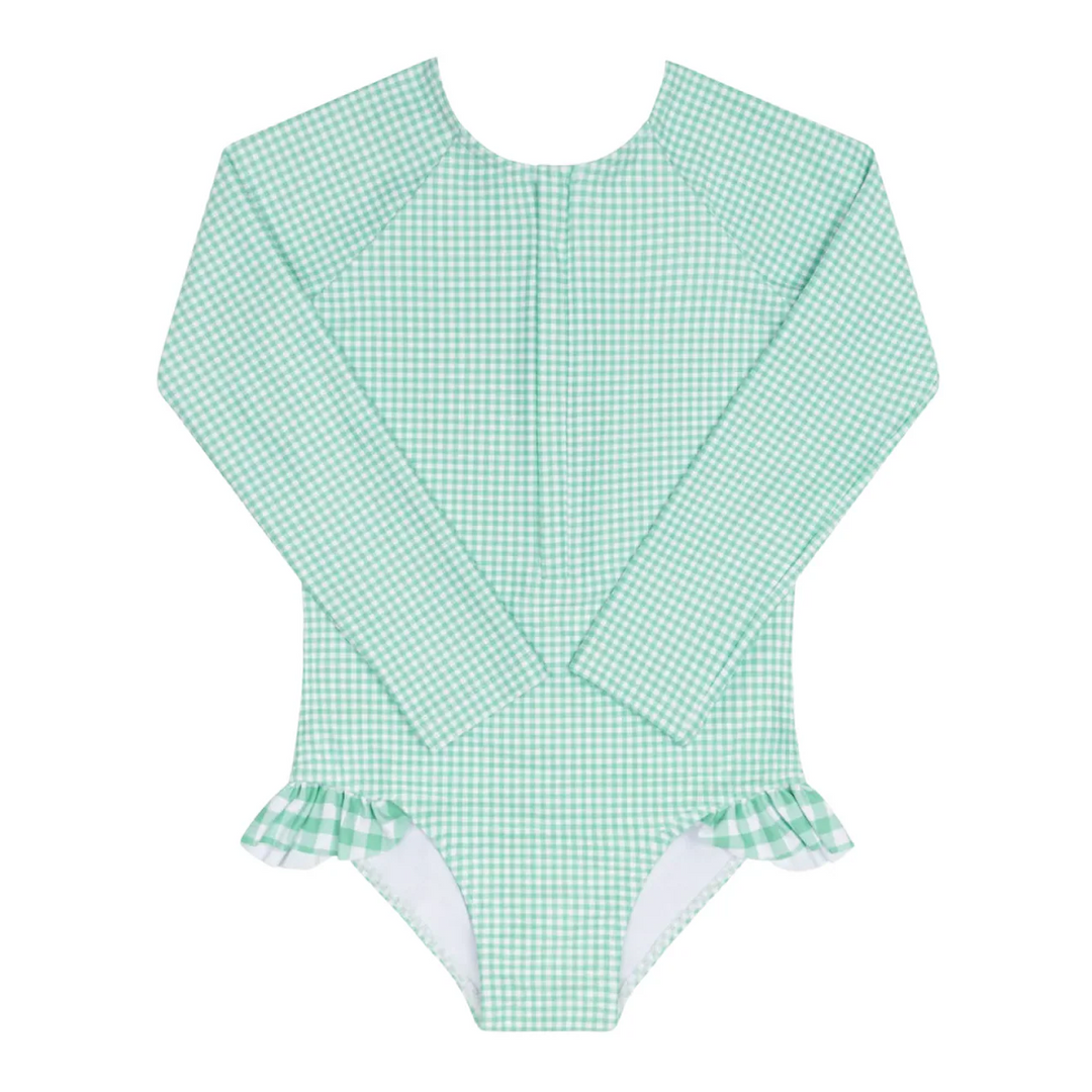 One Piece Front Zip Rashguard, Gustavia Gingham