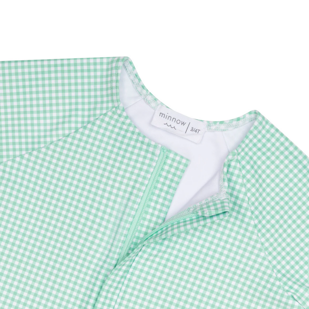 One Piece Front Zip Rashguard, Gustavia Gingham