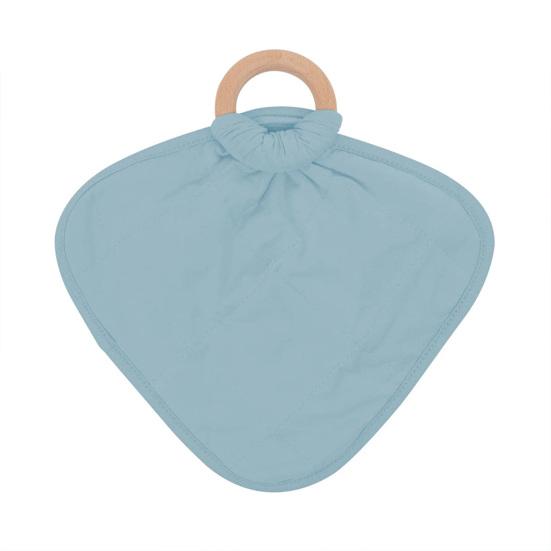 Lovey with Removable Wooden Teething Ring, Dusty Blue