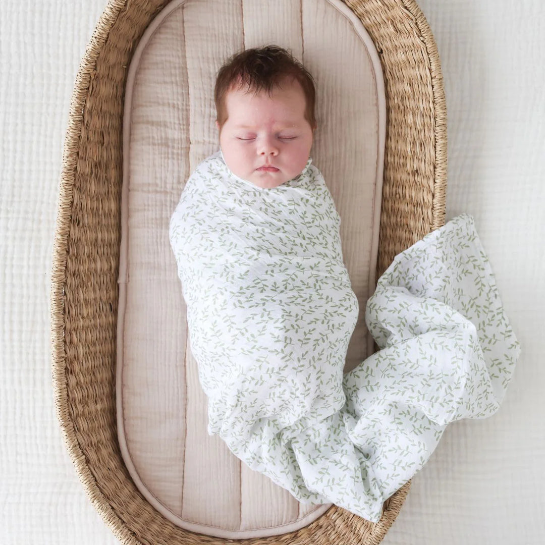 Cotton Muslin Swaddle, Greenery