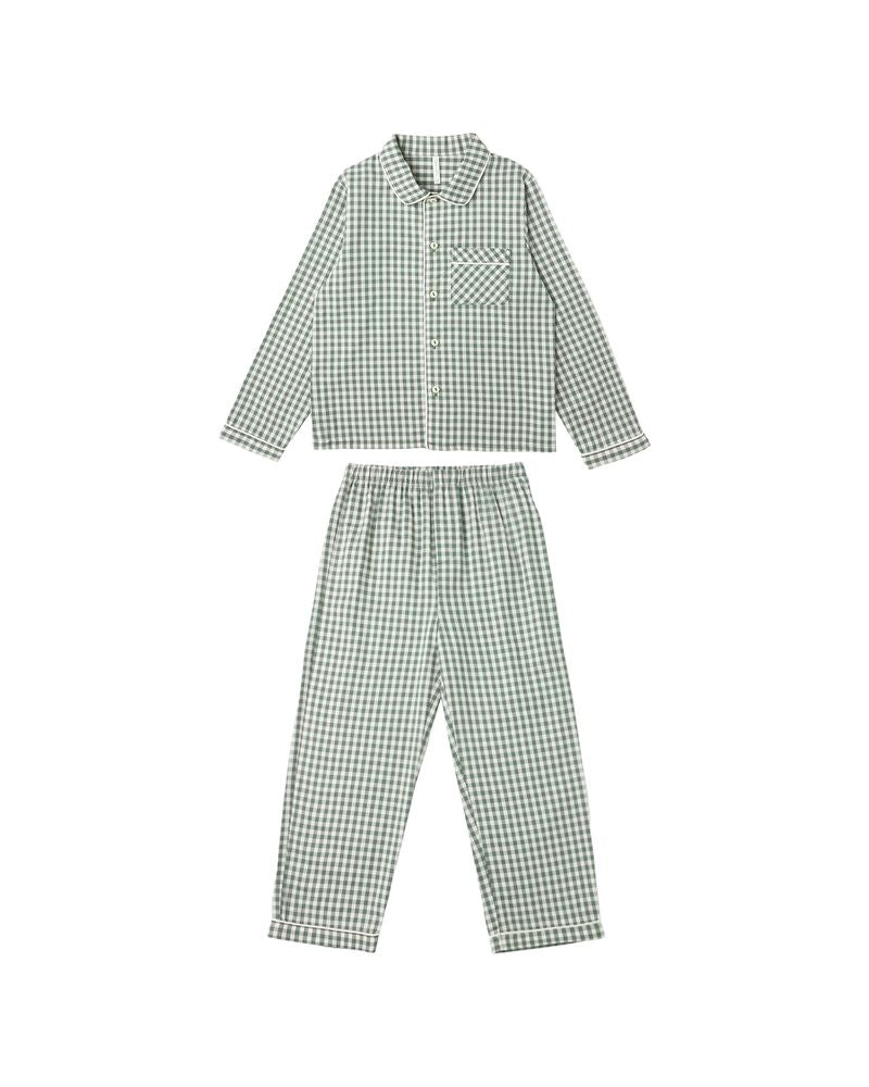 Long Sleeve Pajamas, Evergreen Gingham