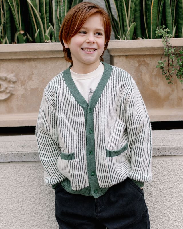 Haywood Cardigan, Green Stripe