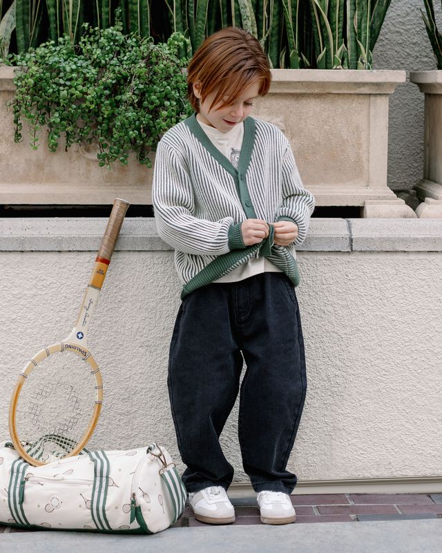 Haywood Cardigan, Green Stripe