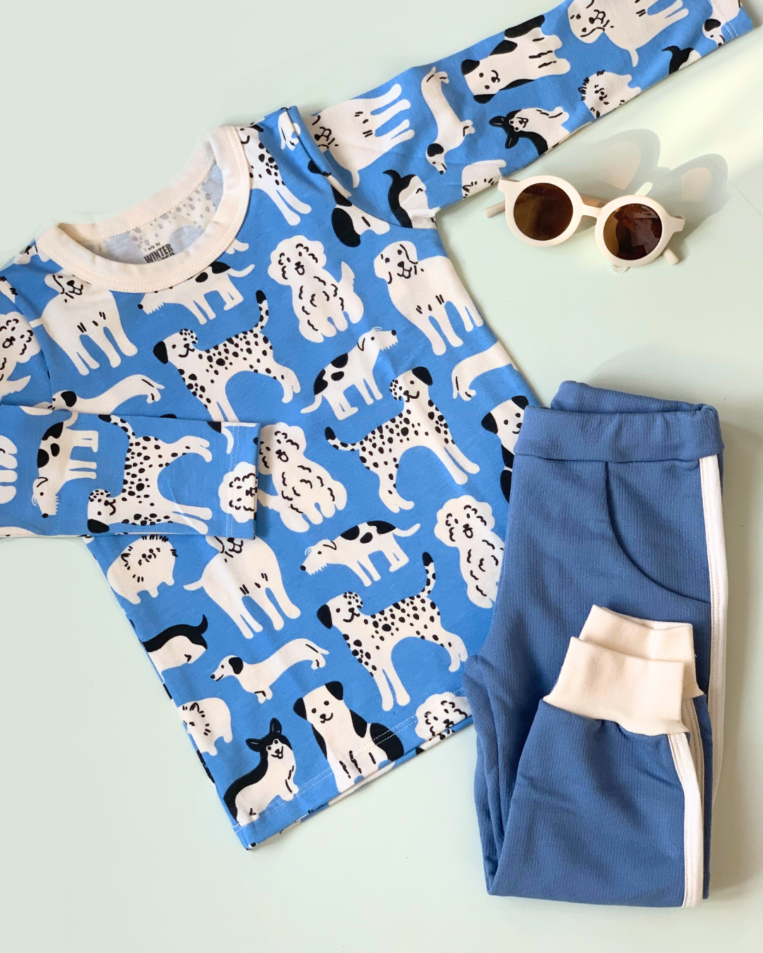 L/S Tee, Dog Parade Blue