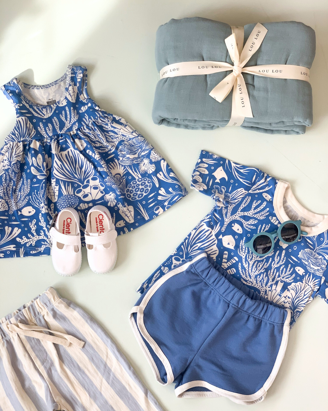 Alna Baby Dress, Corals Blue