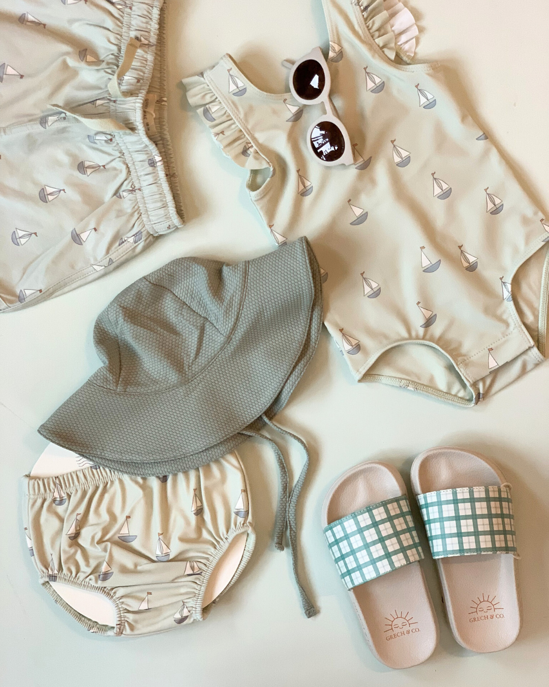 Scoop Back One-Piece, Sailboats