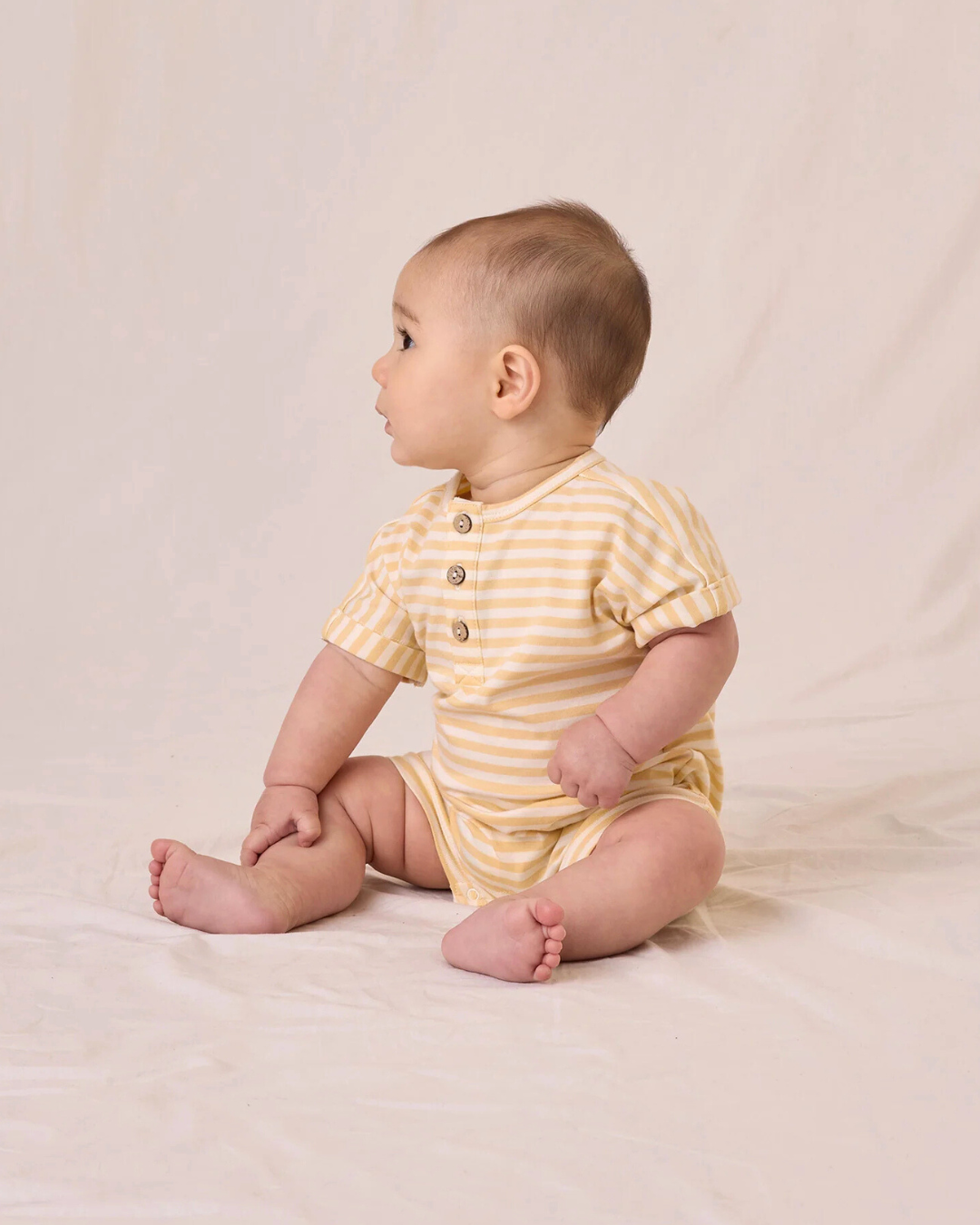 S/S One-Piece, Yellow Stripe