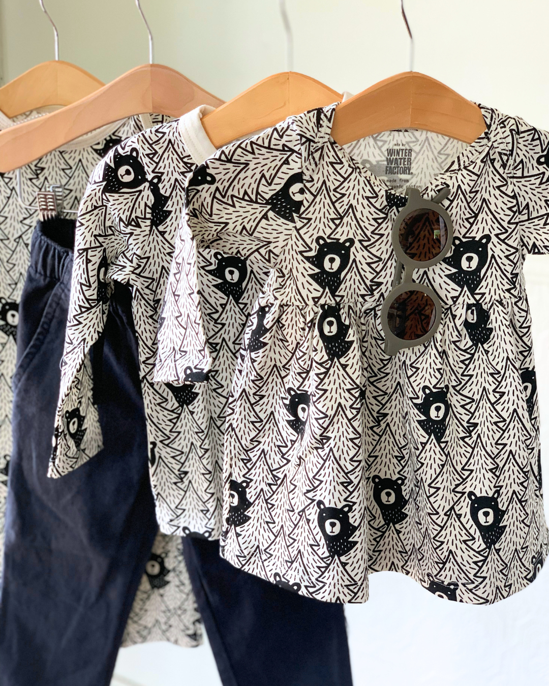 Lausanne Baby Dress, Bears Black