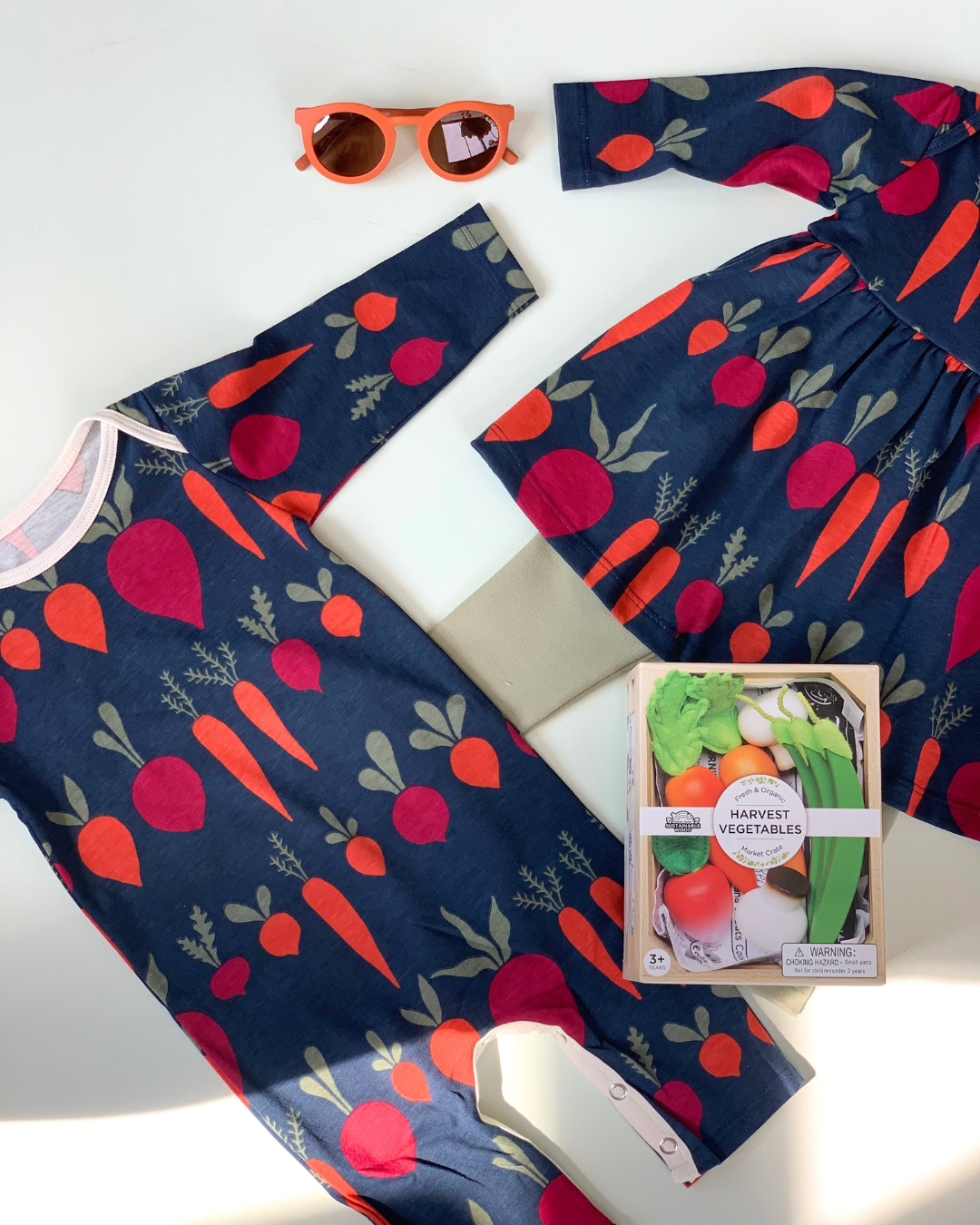 L/S Romper Root Vegetables, Night Sky