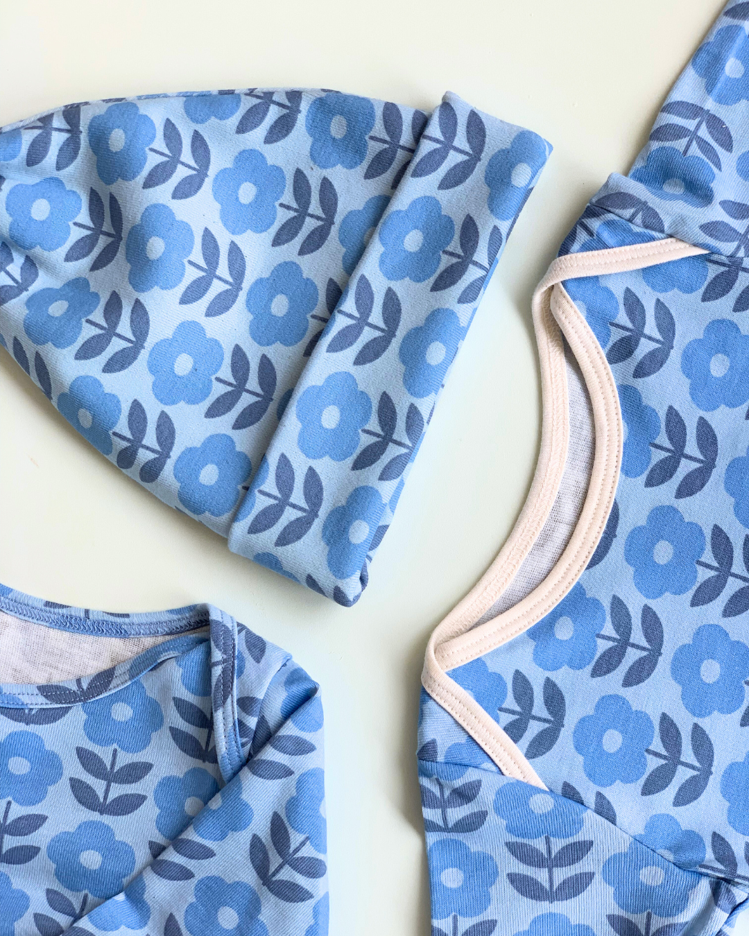 L/S Romper, Danish Flowers Blue