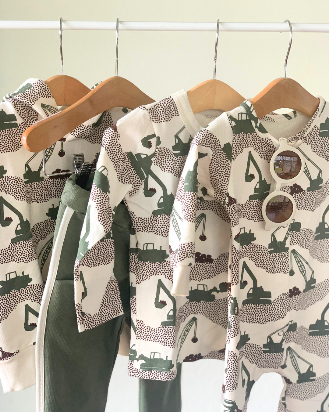 French Terry Jumpsuit, Construction Forest Green