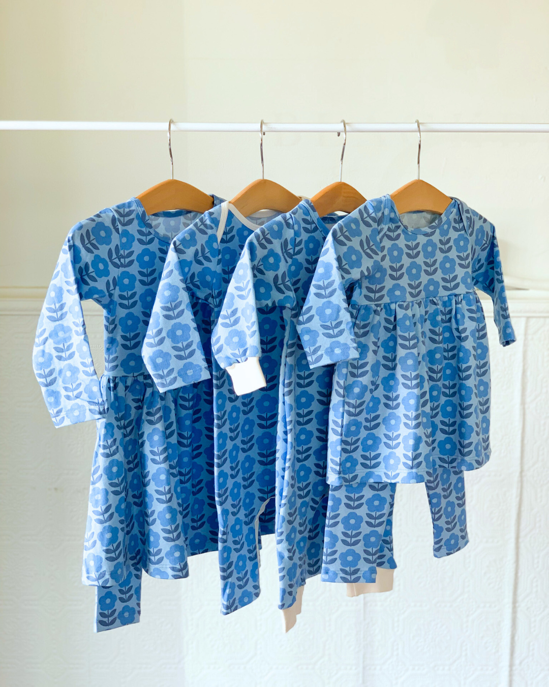 L/S Romper, Danish Flowers Blue