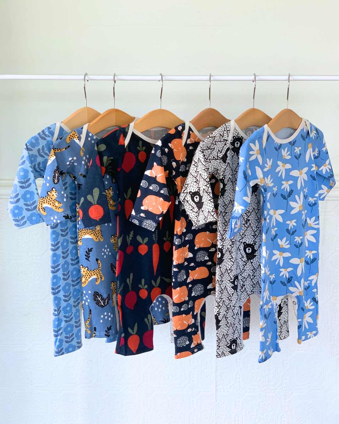 L/S Romper, Danish Flowers Blue