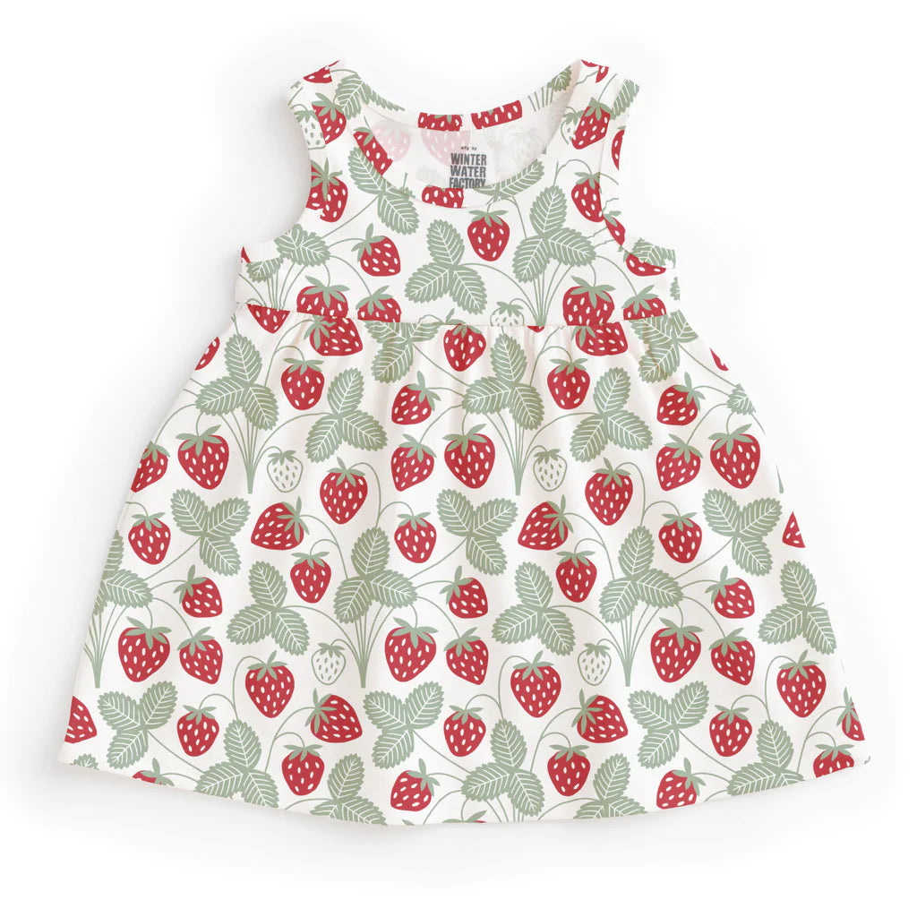 Alna Baby Dress, Strawberries Red & Green