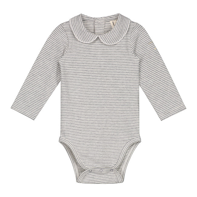 Baby Collar Onesie, Grey Melange/Cream