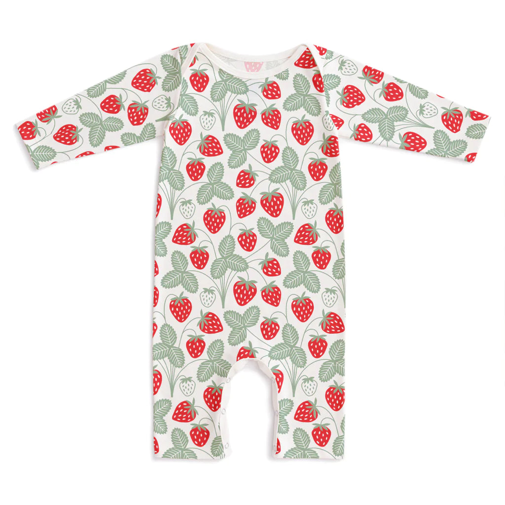 L/S Romper, Strawberries Red & Green