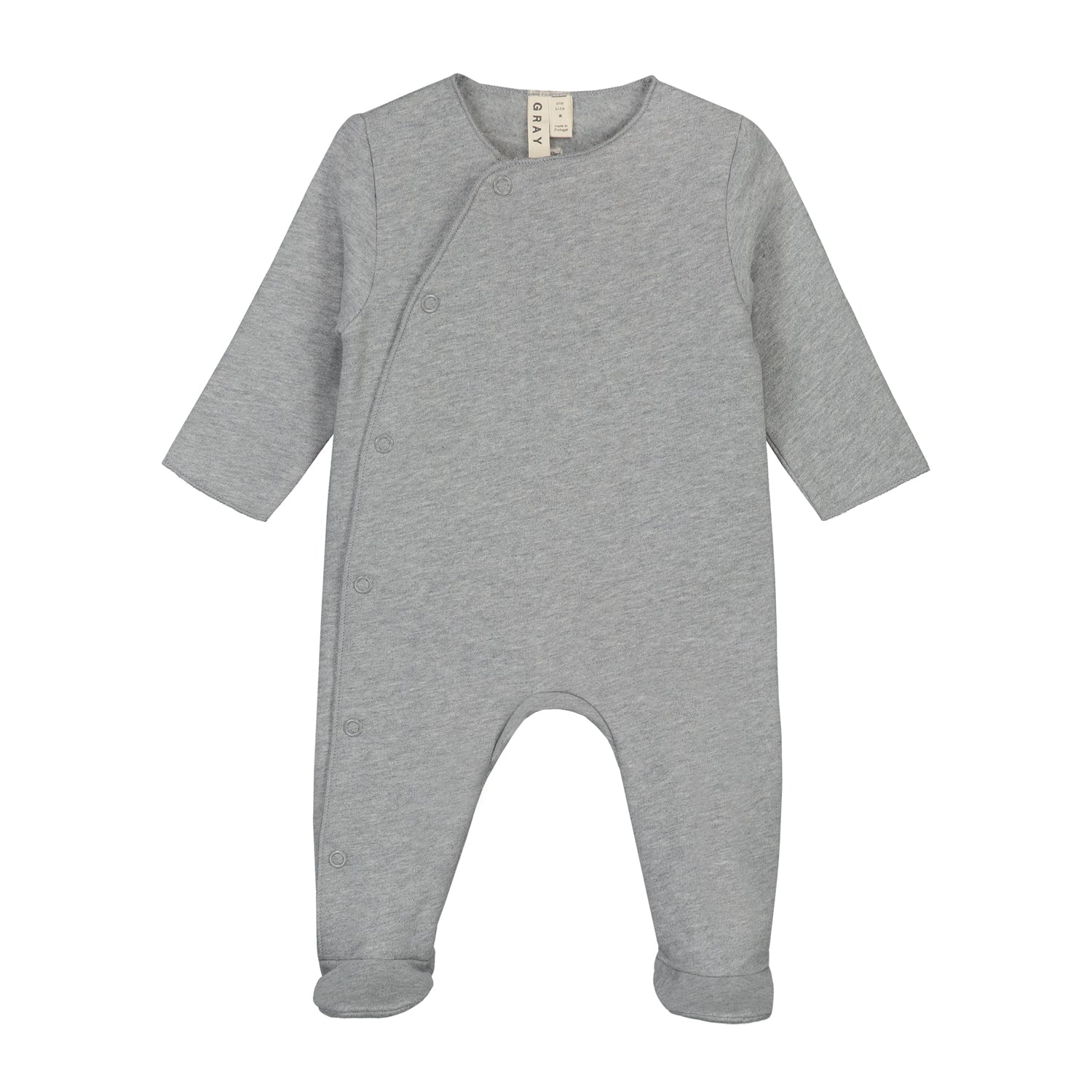 Gray Label Newborn Suit with Snaps, Grey Melange | BlackBear 