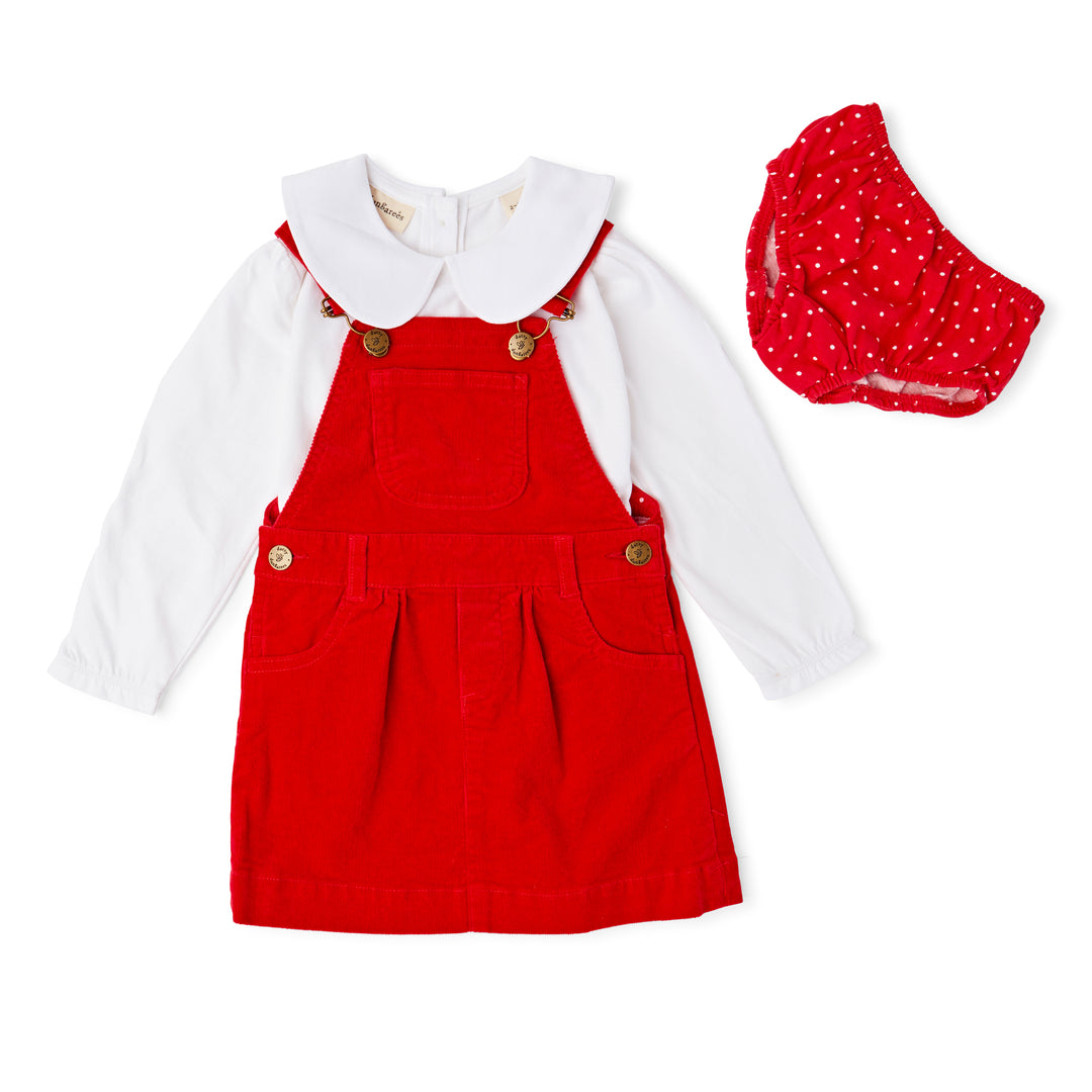 Cord Dress, Bright Red