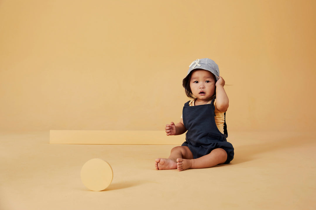 Baby Sun Hat, Blue Grey/Cream