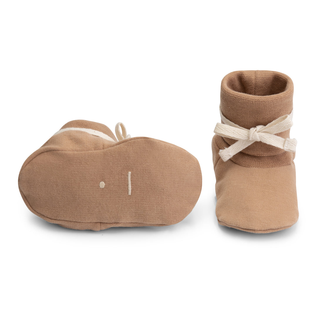 Gray Label Baby Ribbed Booties, Biscuit