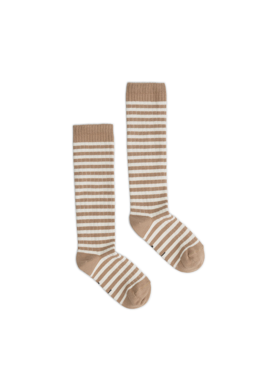 Long Ribbed Socks, Biscuit/Cream