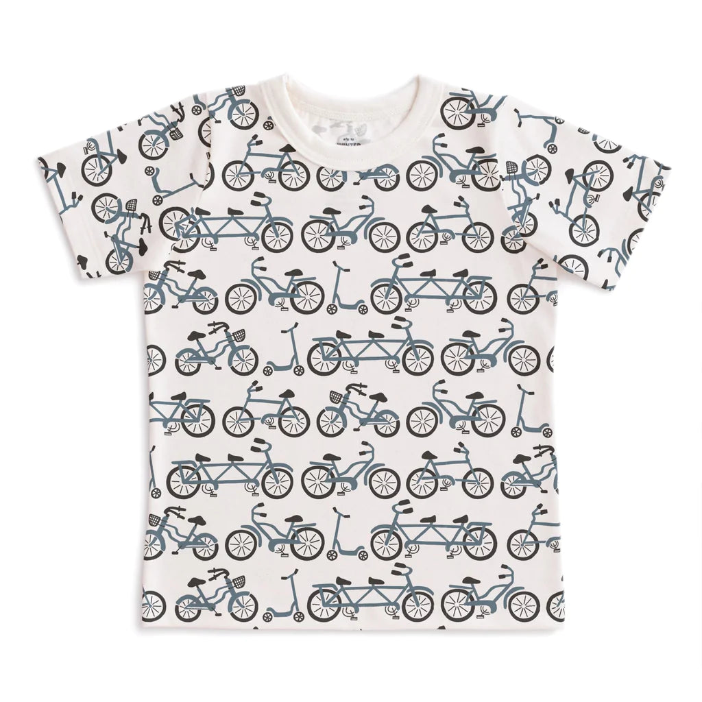 Short Sleeve Tee, Bikes Slate Blue