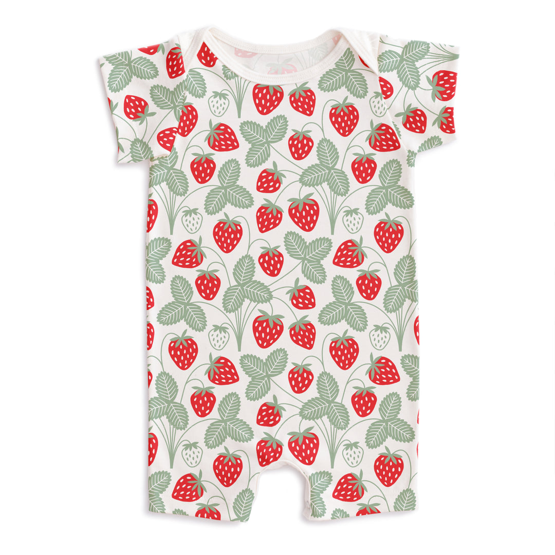 Summer Romper, Strawberries Red & Green