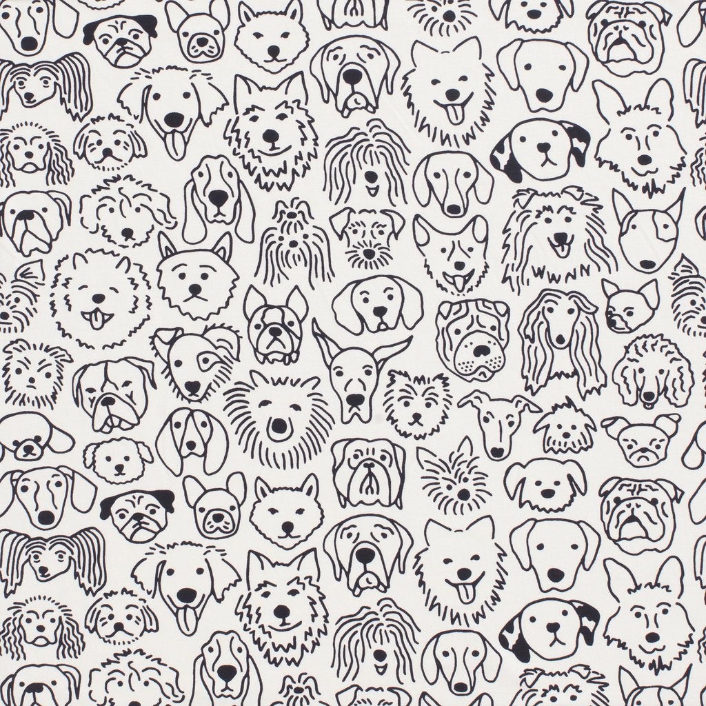 Long Sleeve Snapsuit, Dogs Black