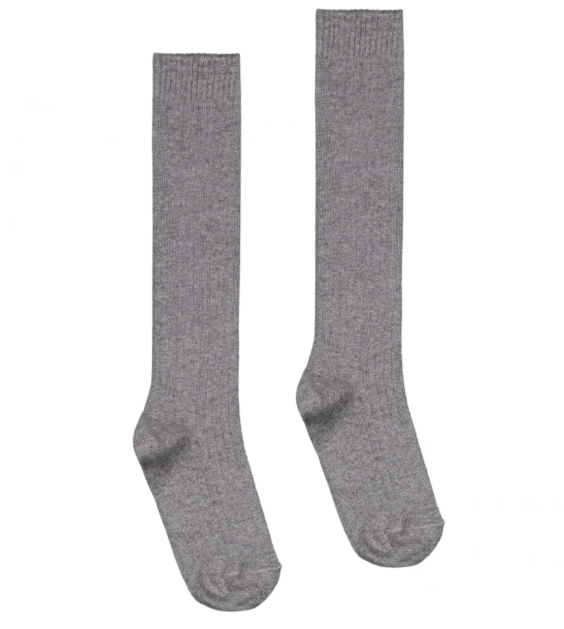 Long Ribbed Socks, Grey