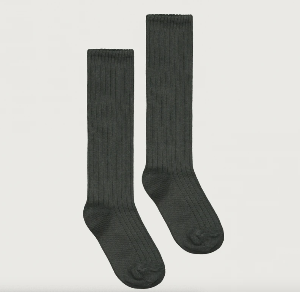 Long Ribbed Socks, Nearly Black