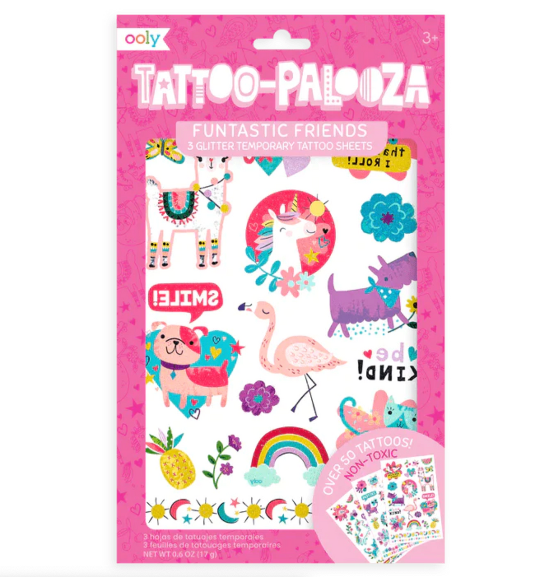 Temporary Glitter Tattoo Palooza: Funtastic Friends - 3 Sheets