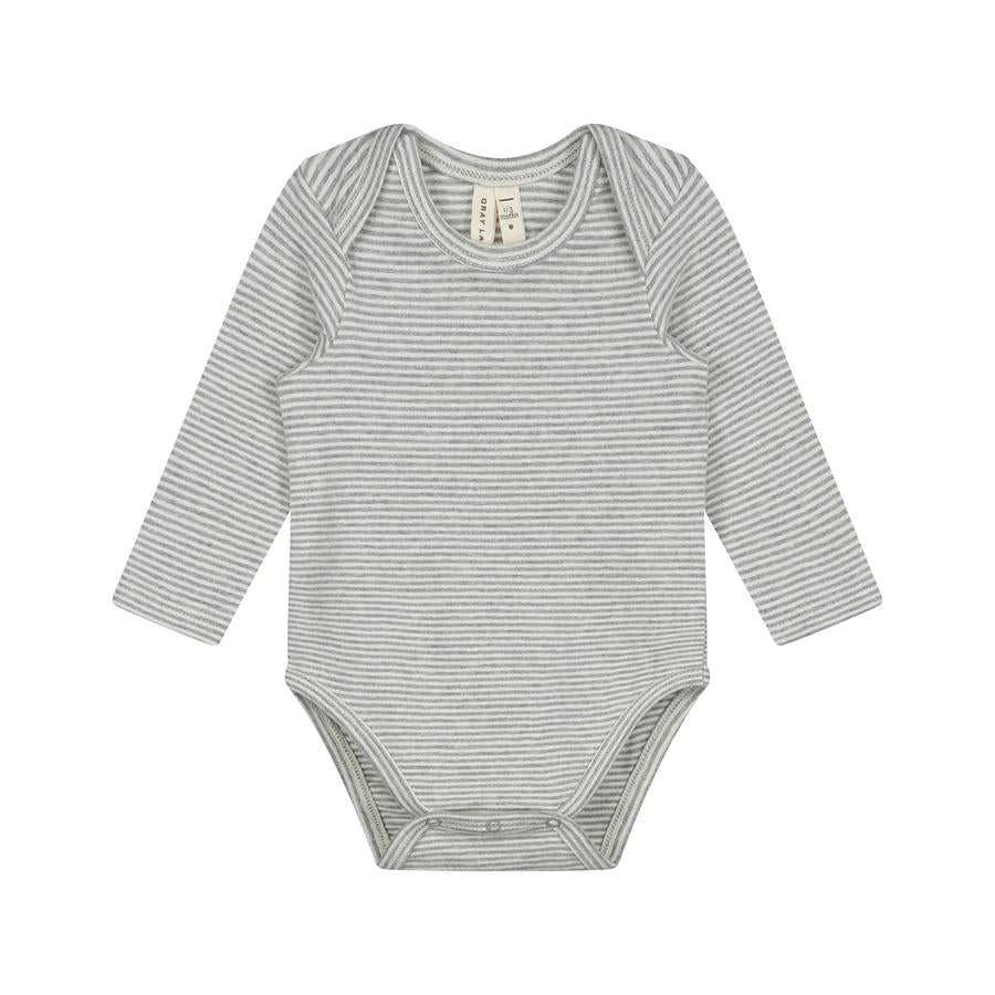 Baby L/S Onesie, Grey Melange/Cream Stripe