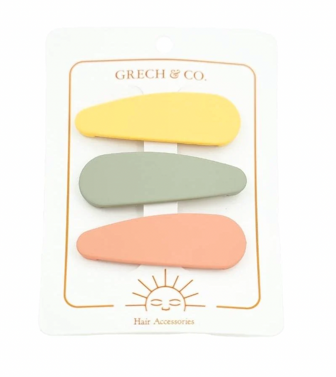 Snap Clip Set of 3, Mellow Yellow, Fog, Coral Rouge