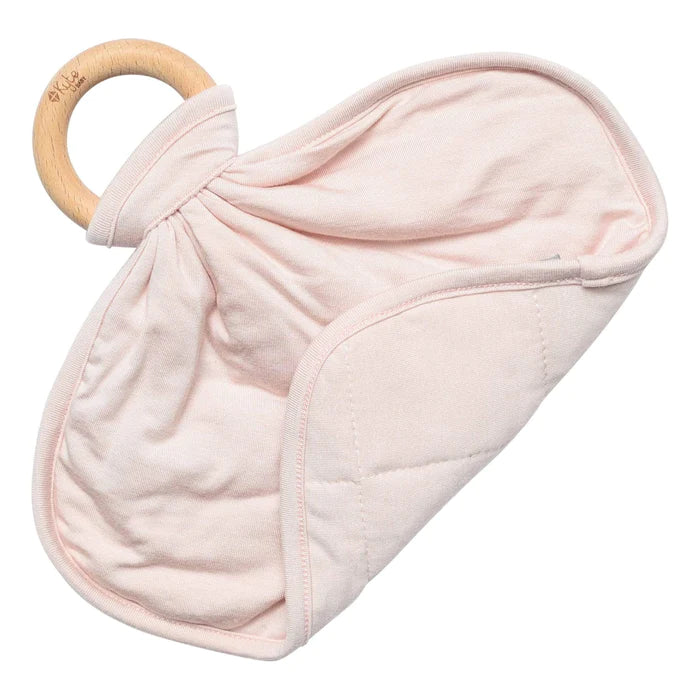 Lovey with Removable Wooden Teething Ring, Blush
