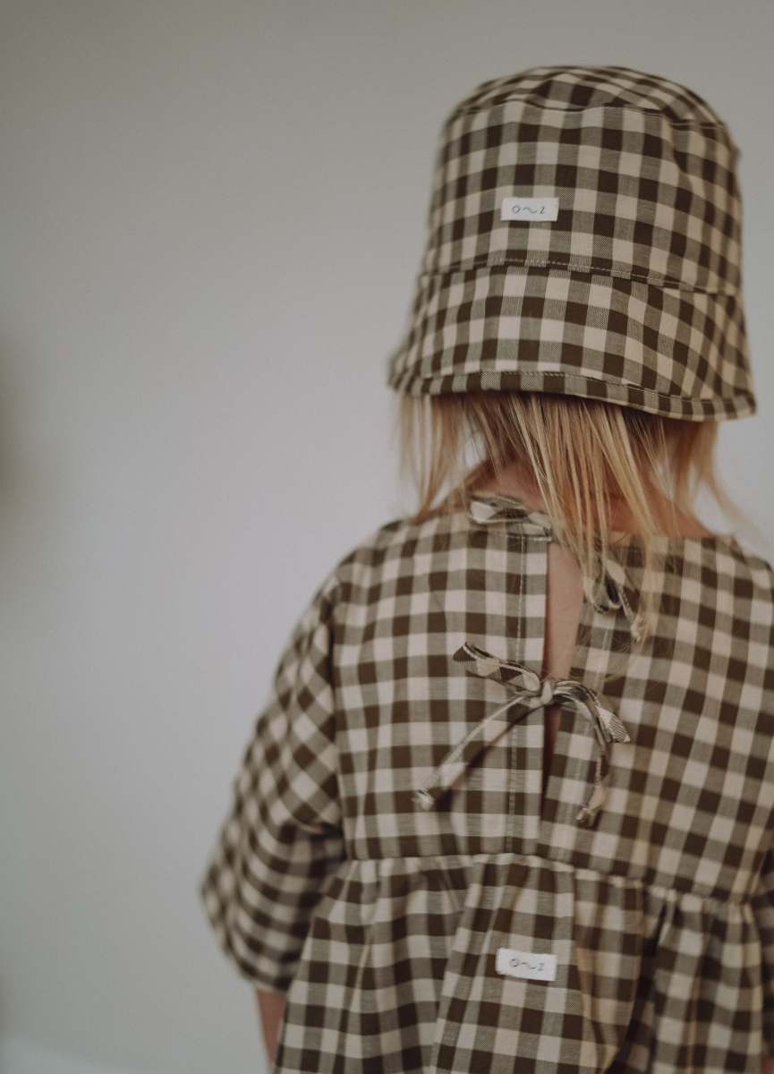 Organic Zoo Bella Dress, Olive Gingham | BlackBear Children's Boutique