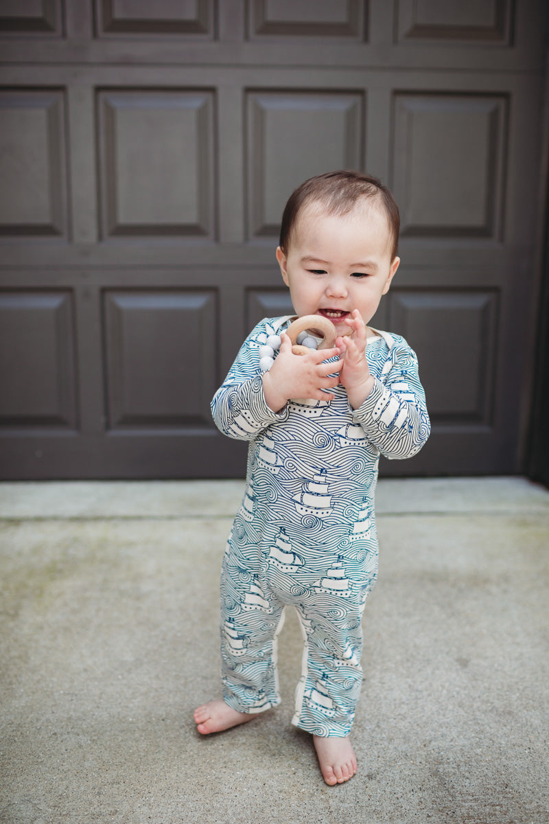 L/S Romper, High Seas Navy